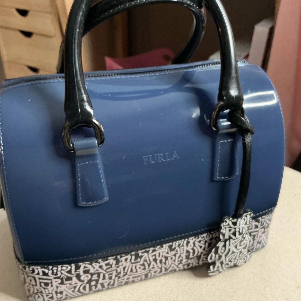 Furla Blue and Black Satchel